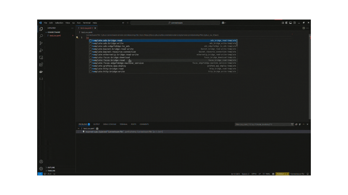 Cybus Connectware Extension for VS Code